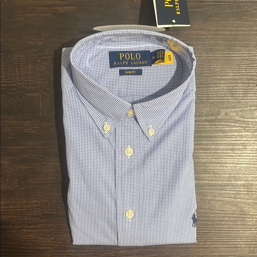 NWT Polo by Ralph Lauren Boys slim fit Blue Checkered Shirt